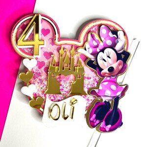 Minnie Mouse Shaker Cake Topper: Pink Birthday Party Decor