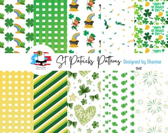 Saint Patricks digitaal papier/St Patricks achtergrond/plakboekpapier/klaver & klaver ontwerpen
