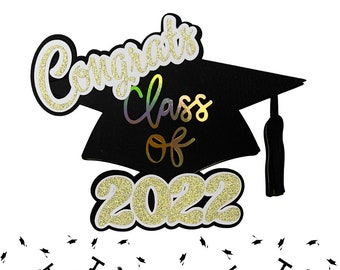 Personalized Graduation Cap Cake Topper: Glitter Class of 2024