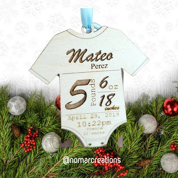 Baby Christmas Ornament / Baby First Christmas/ Newborn Keepsake / Engraved Ornament/ Baby announcement/ Baby shower Gift