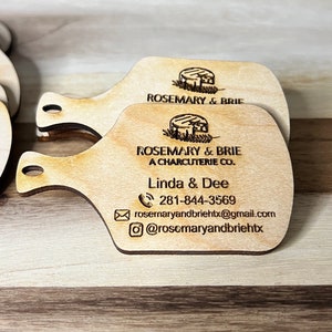 Charcuterie Business Cards Custom Engraved in Wood with Logo and or Qrcode
