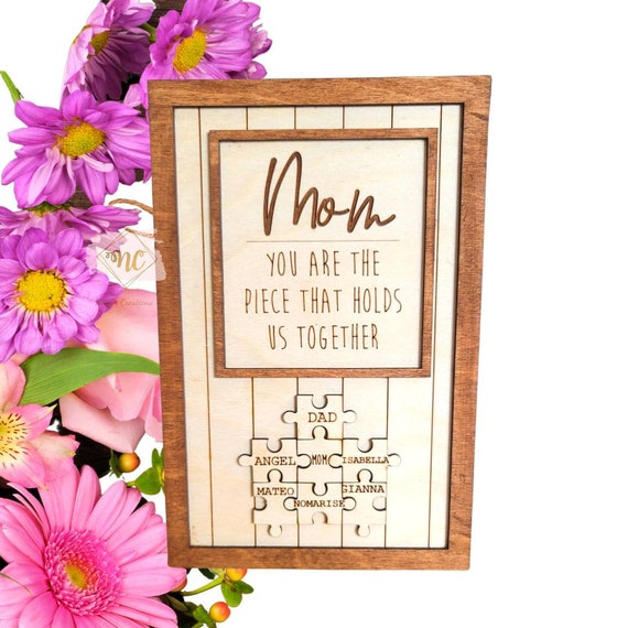 Personalized Mom Puzzle Wood Sig | Mother's Day Gift | Personalized Gifts for Mom | Gifts For Her | Grandma Gifts | Mom Gifts