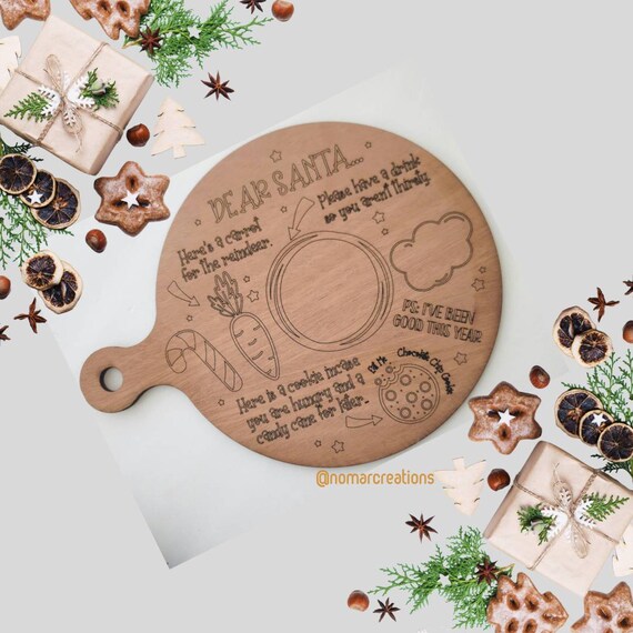 Personalized Santa Tray, Milk and Cookies for Santa, Christmas Eve Traditions Tray, Cookie Tray