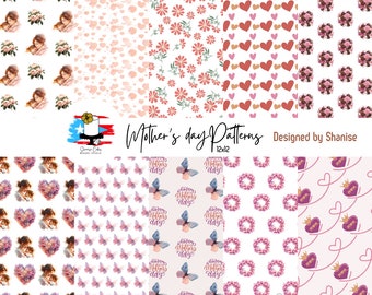 Mother's Day Floral Digital Paper: Scrapbook Backgrounds (Digital Download)