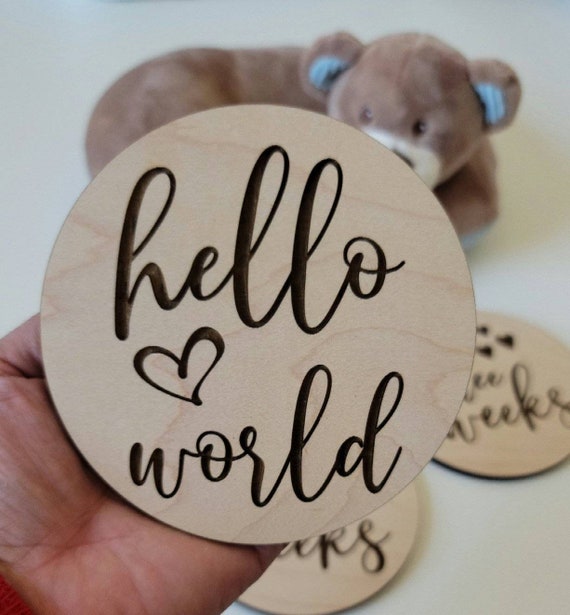 Baby Milestone Markers, Baby Milestone Disc , Milestone Wooden Disc, Birth Announcement, Baby Wood Milestone Cards