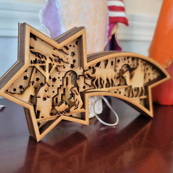Nativity Shooting Star Light Box / 3D Nativity Scene / Christmas Nativity