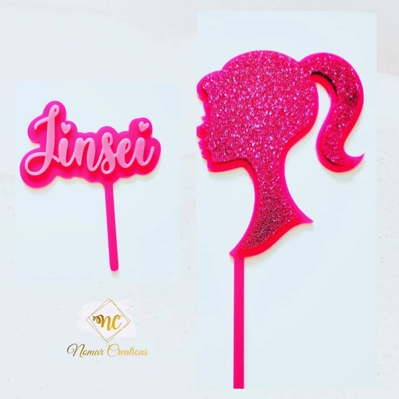 Barbie Cake Topper | Barbie Silouette Cake Topper | Acrylic Cake Topper/ Barbie Acrylic Cake Topper /Pink Acrylic Cake Topper
