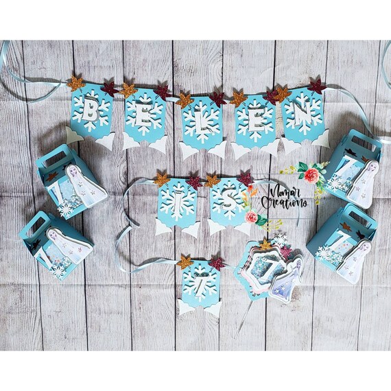 Frozen Inspired Party Decorations , Frozen Party Kit, Frozen Birthday Banner, Frozen Cake Topper