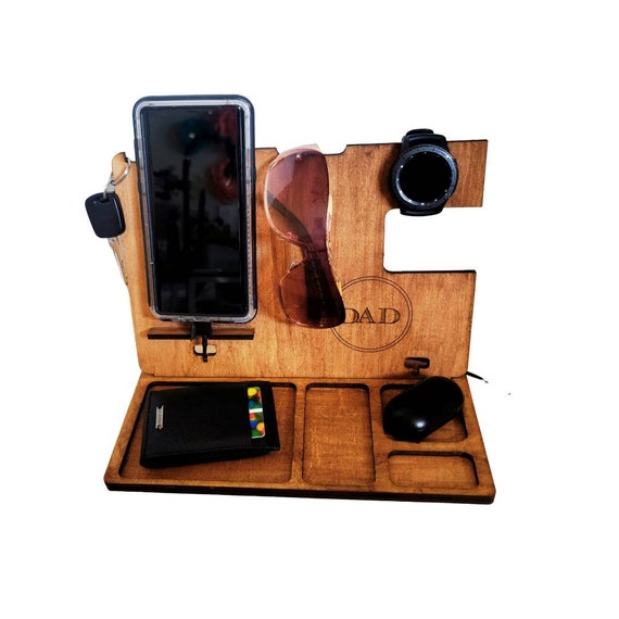 Dad Gift, Personalized Wooden Docking & Charging Station, Father's Day Gift, Custom Men's Gift, Phone Stand, Gift for Dad, Gift for Husband