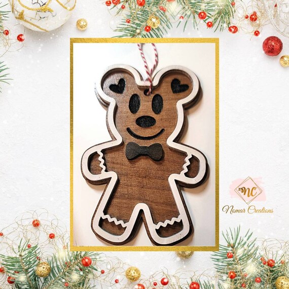 Mickey & Minnie Gingerbread Wood Ornament / Mickey Gingerbread Ornament / Minnie Gingerbread Ornament/ Mickey Christmas Ornament