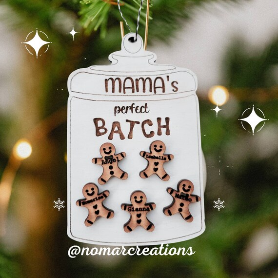 Personalized Mason Jar and Gingerbreads cookies with names Ornament/ Personalized Wood Ornament