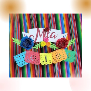Fiesta Cake Topper: Mexican Party Decor with Paper Flowers