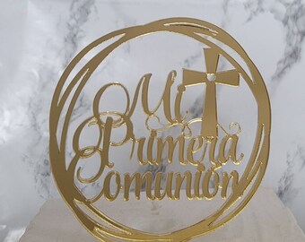 Primera Comunion Topper en acrilico / Primera Comunion / Gold Acrylic Cake Topper/ Communion Cake Topper