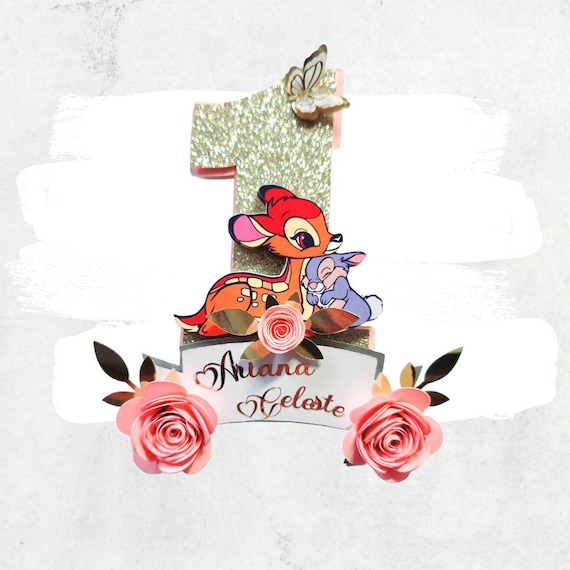 Bambi Cake Topper,Bambi Floral, One Cake Topper, Bambi Party,Bambi Decorations, Bambi Theme, Bambi Birthday, Disney Bambi Birthday