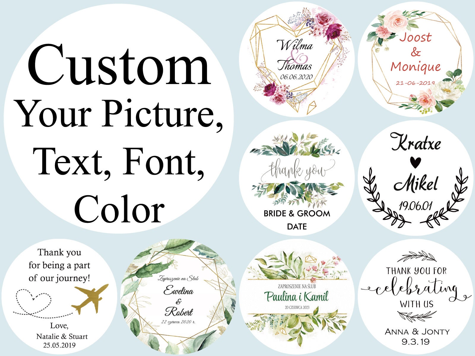 100 Pieces Personalized Wedding Stickers Favors Boxes Etsy