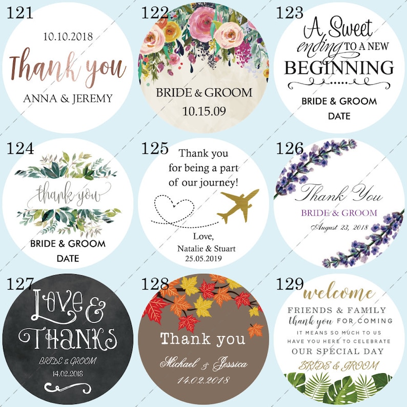 100 Pieces Personalized Wedding Stickers Favors Boxes Etsy