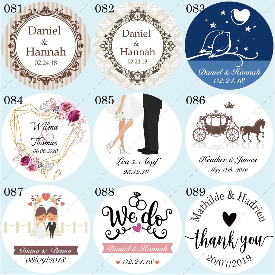 100 Pieces Personalized Wedding Stickers Favors Boxes Etsy
