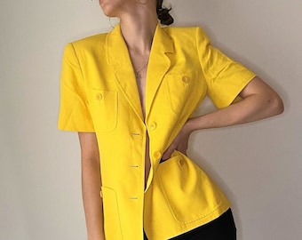LOUIS FERAUD Blazer Jacket / Short Sleeve Blazer / Louis Feraud Jacket / Designer Jacket / Designer Blouse / Bright Summer Jacket / Feraud