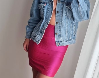 Hot Pink Silk Skirt / Made in France / Silk Skirt / Magenta Pink Skirt / Pure Silk Skirt / Summer Skirt / Mini Pink Skirt / Mini Skirt