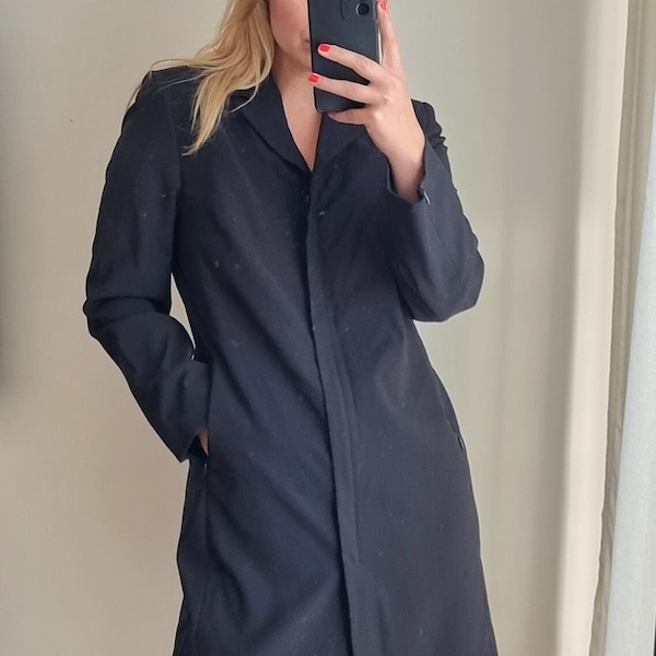 Blazer extra long s.Oliver / Blazer de costume long / Veste longue Fermeture éclair cachée / Veste-robe longue / Costume noir / Veste longue blazer noire ajustée