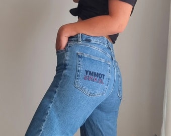 Tommy Hilfiger Mom Jeans / Blue Mom Jeans / Hipster Denim Pants / Mom Fit Jeans / Tommy Hilfiger Pants / Light Blue Denim High-Waist Jeans