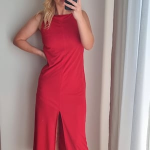 Sportliches rotes Maxi Kleid / Langes rotes Kleid / Langes Boho Kleid / Boho Kleid / Maxi Sommerkleid / Maxi Rotes Partykleid / Rotes Cocktailparty Kleid