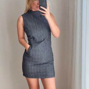Black Metallic Turtleneck Dress / Silver Party Dress / Evening Party Dress / Party Dress / Short Metallic Dress / Shiny Silver Party Dress