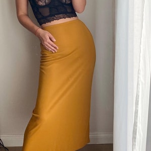 Made in France Dusty Orange High Waist Maxi Skirt / Colorful Summer Skirt / Summer Skirt / Stretchy Maxi Skirt / Long Orange Office Skirt