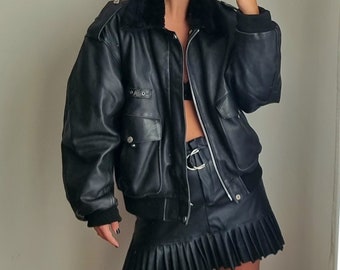 Leather Military Bomber Jacket / Military Coat / US Force Jacket / Leather Jacket / Air Force Jacket / Rare Collectable Leather Jacket