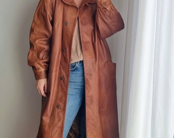 Brown Real Leather Jacket / Real Leather Coat / Long Leather Coat / Minimalist Leather Jacket / Soft Leather Blazer / Long Leather Jacket