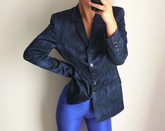 Escada Margaretha Ley Blazer / Escada Jacket / Escada Blazer / Snake print Blazer / Blue Designer Blazer / Snake print Jacket / Escada