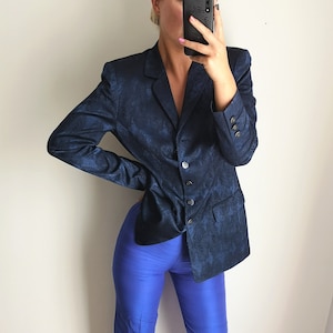 Escada Margaretha Ley Blazer / Escada Jacket / Escada Blazer / Snake print Blazer / Blue Designer Blazer / Snake print Jacket / Escada