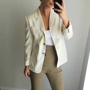 Off-White Blazer / Minimalist Beige Blazer / Ralph Lauren Blazer / Designer Blazer / Ralph Lauren Jacket / Ralph Lauren Fitted Blazer