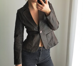 Snake Print Jacket / Animal Print Jacket / Brown Leather Jacket / Snake Print Blazer / Brown Leather Blazer / Real Leather Jacket / Cowgirl
