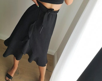 High Waist Ruffle Skirt / Long Ruffle Skirt / Long Black Skirt / High Waist Black Skirt / Black Summer Skirt / Black Skirt / Ruffle Dress