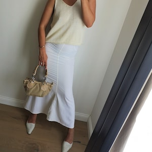 White Summer Skirt / Long White Skirt / Fancy Long Skirt / 90&#39;s Style Long Skirt / White Party Skirt / Cocktail Dress / White Maxi Skirt