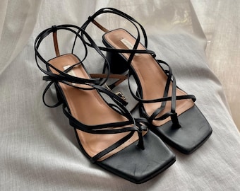 Made in Italy ARKET Strappy Leather Sandals / Ankle Strap Heels / Leather Strap Sandals / Designer Heels / Strappy Sandals / Italian Heels
