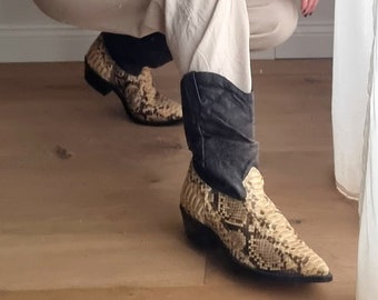 Laredo python unisex cowboylaarzen / westernlaarzen / leren laarzen / handgemaakte laarzen / slangenleer laarzen / leren python schoenen / beige laarzen