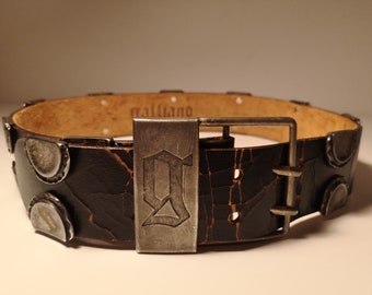 John Galliano Belt / Designer Belt / Black Leather Belt