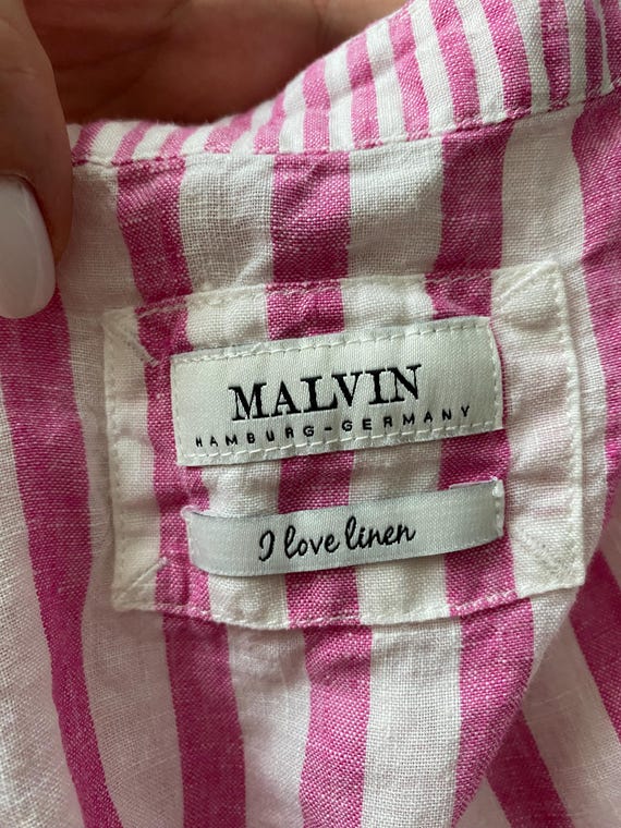 MALVIN Pink 100% Linen Dress / Linen Striped Vacation Dress / Pastel Linen Dress / Light Summer Dress / Linen Blend Beach Dress /Pink Linen