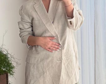 Blazer in lino 100% taglie forti