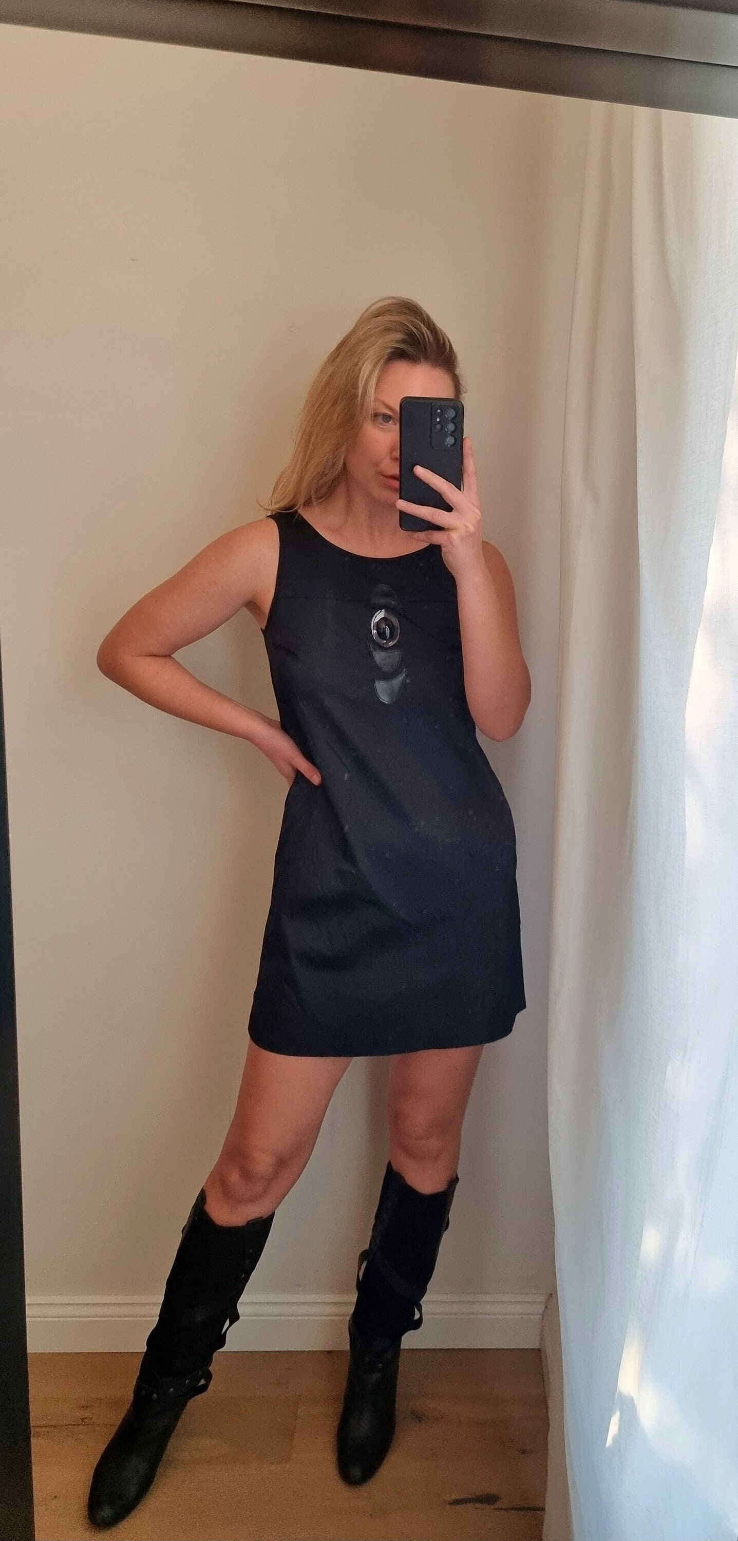 miss sixty leather dress Vintage Black Mini Dress, 60s Style, Size S upsell-suits