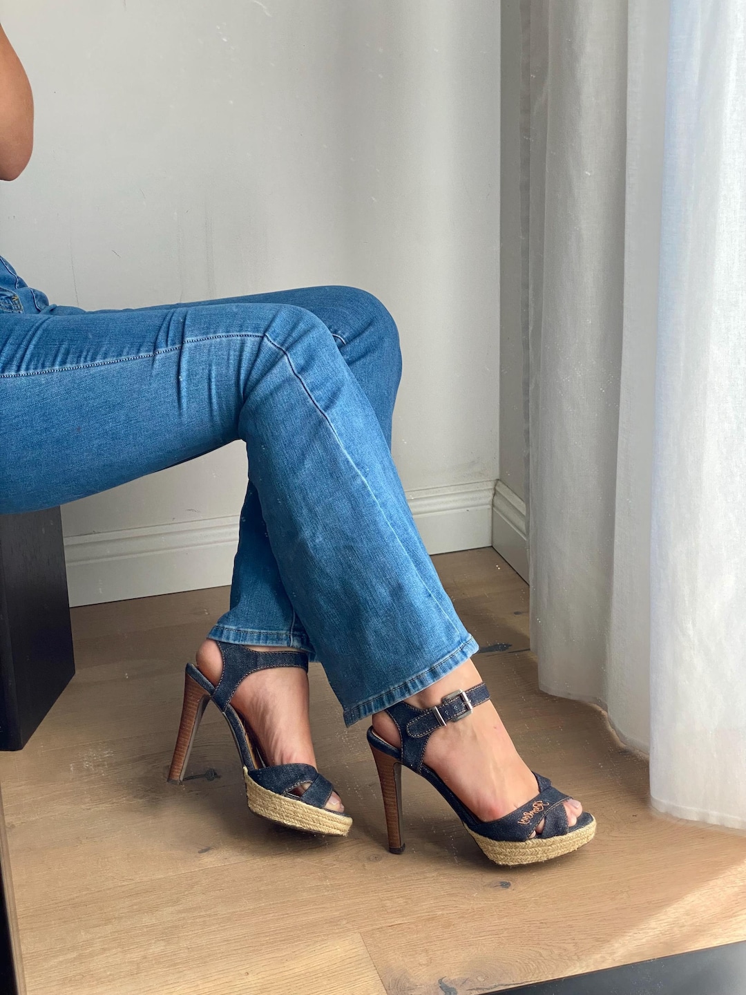 Zeppa Zeppe Replay Tacco Alto Scarpe Replay Con Tacco Tacchi Denim