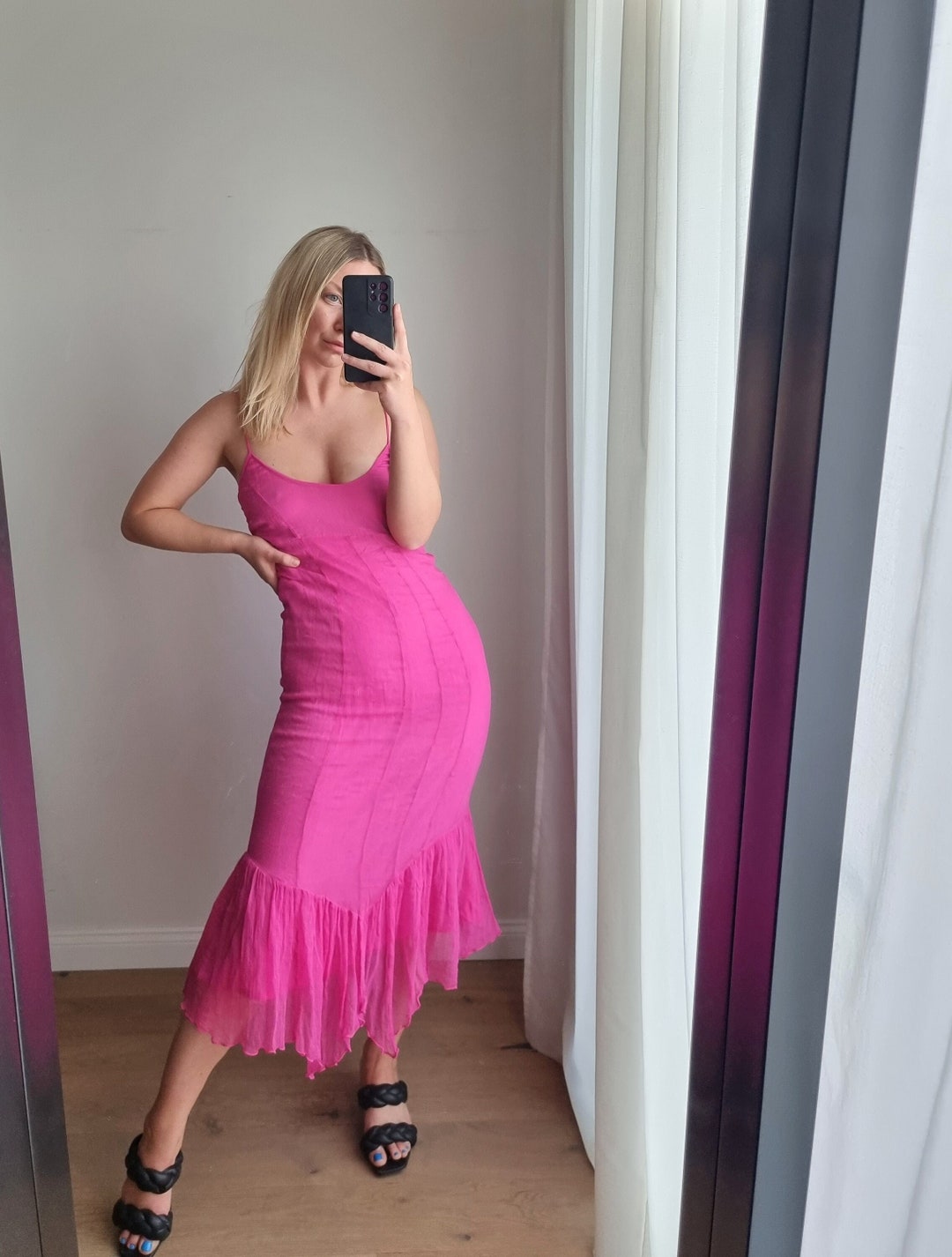 Hot Pink Dress / Pink Party Dress / Long Pink Summer Dress / - Etsy