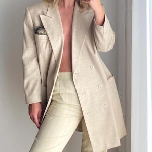 ESCADA Wool Cashmere Double Breasted Blazer / Sand Escada Jacket / Escada Blazer / Cashmere Blazer / Wool and Cashmere Blend Office Jacket