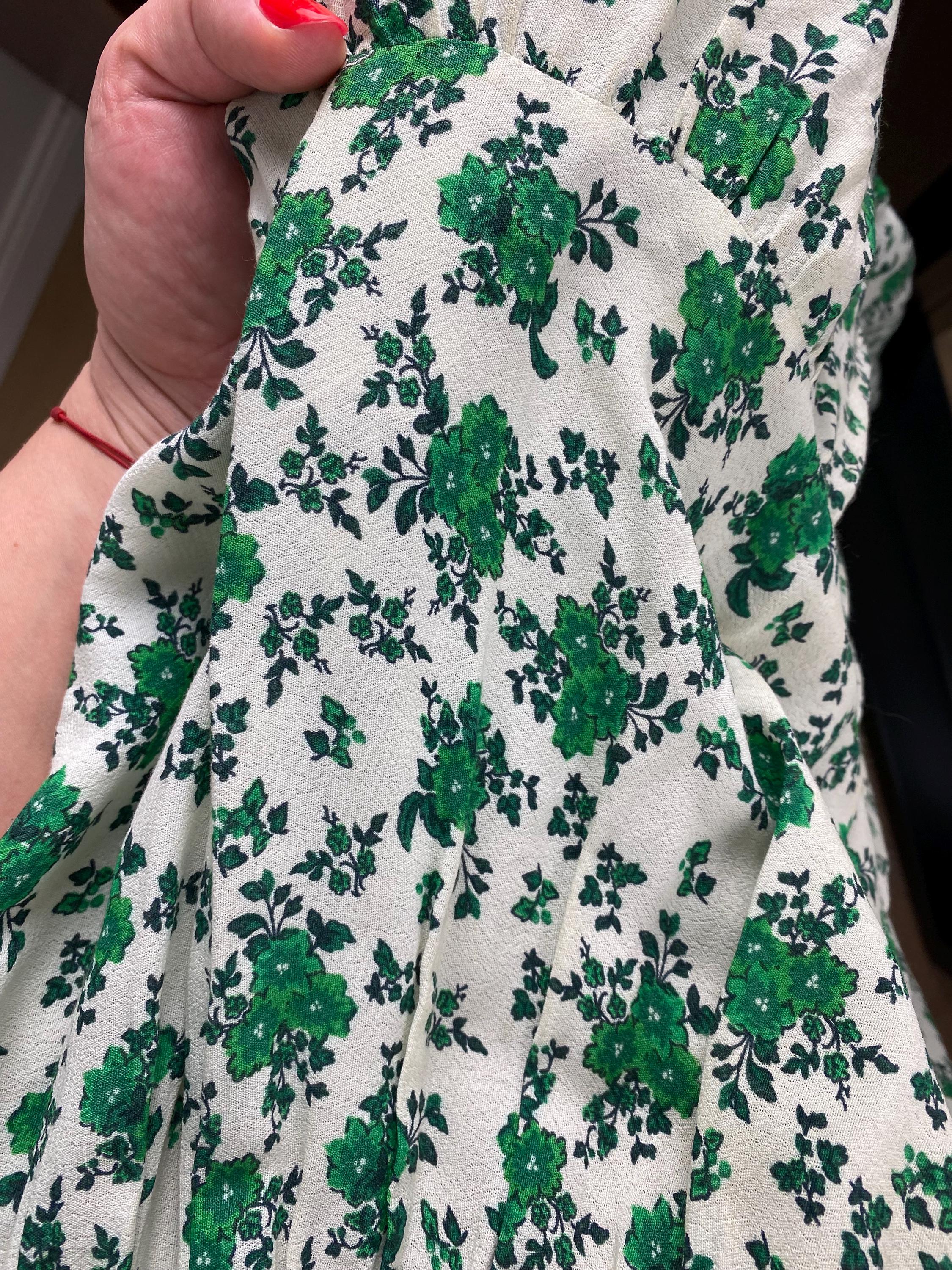 Green Summer Flower Dress / Long Green Dress / Boho Long Dress / Green Bohemian Dress / Maxi ...