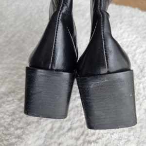 Fabriquées en Italie Bottes à talons en cuir à bout carré / Talons carrés / Talons en cuir / Bottes en cuir / Bottes en cuir véritable / Chaussures à ressort en cuir image 6