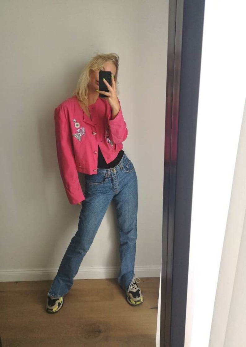 Hot Pink Silk Jacket / Silk Jacket / Hot Pink Jacket / Embroidery Silk