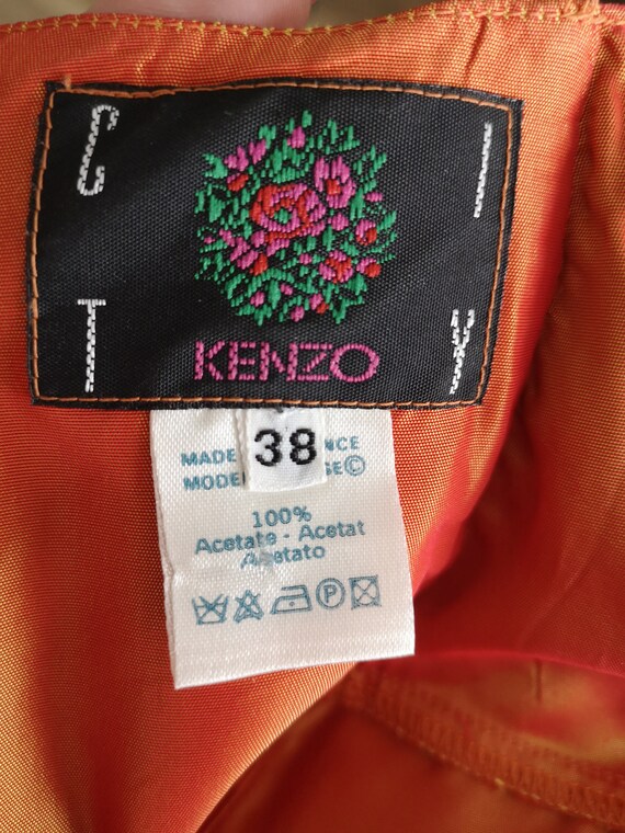 KENZO Sleeveless Dress / Orange Party Dress / Off… - image 5