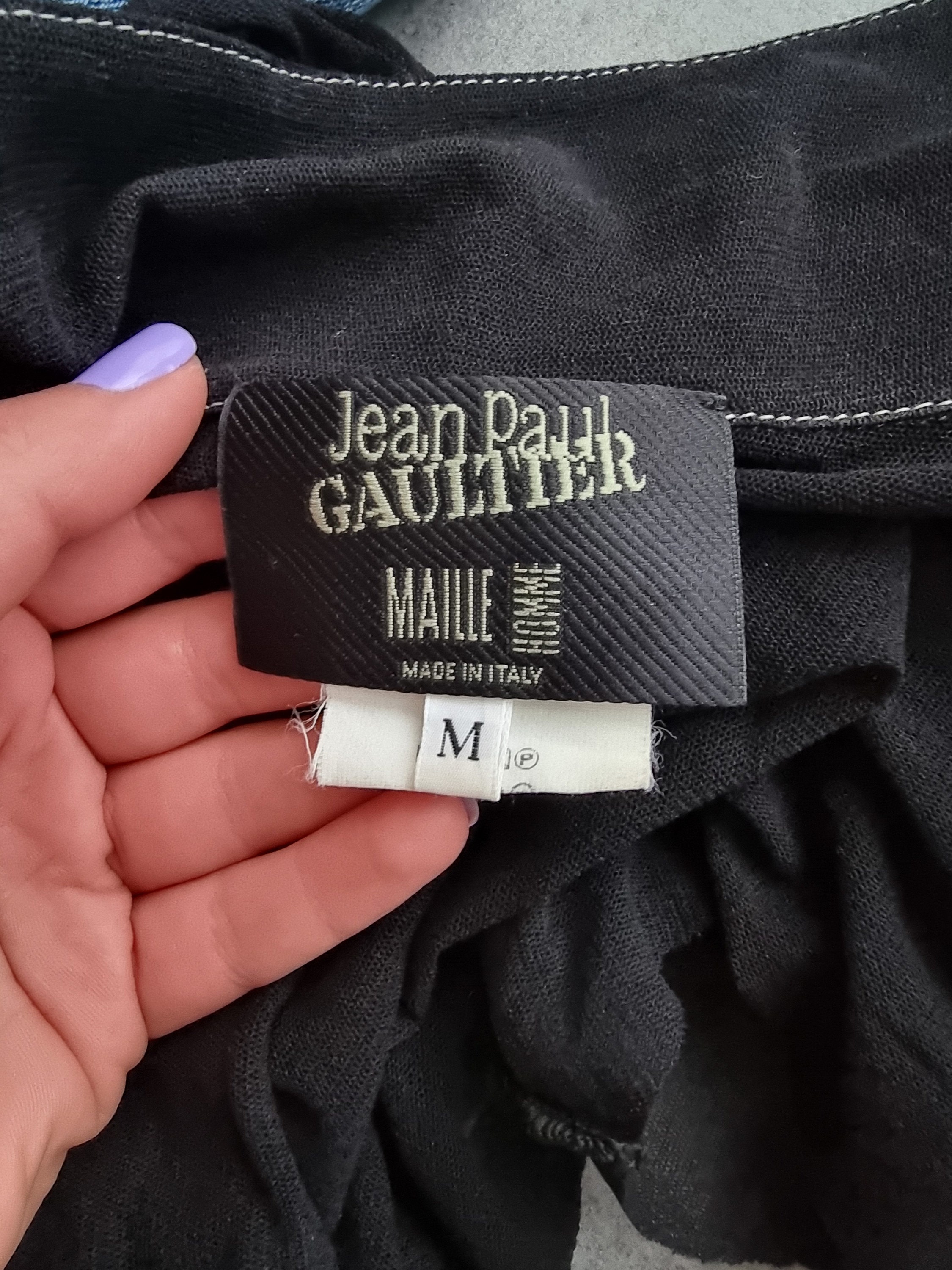 Jean Paul Gaultier Black Sheer Mesh Top / Sheer T-shirt / Transparent ...